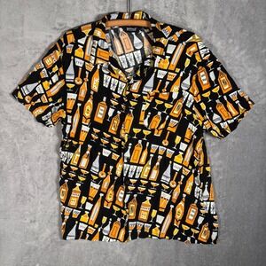 Buffalo Outdoors Men's L Button Up Shirt Drinks Bottles Glasses Beers MCM Retro